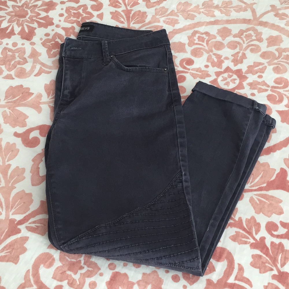 Express Dark Grey Cropped Stretch Denim